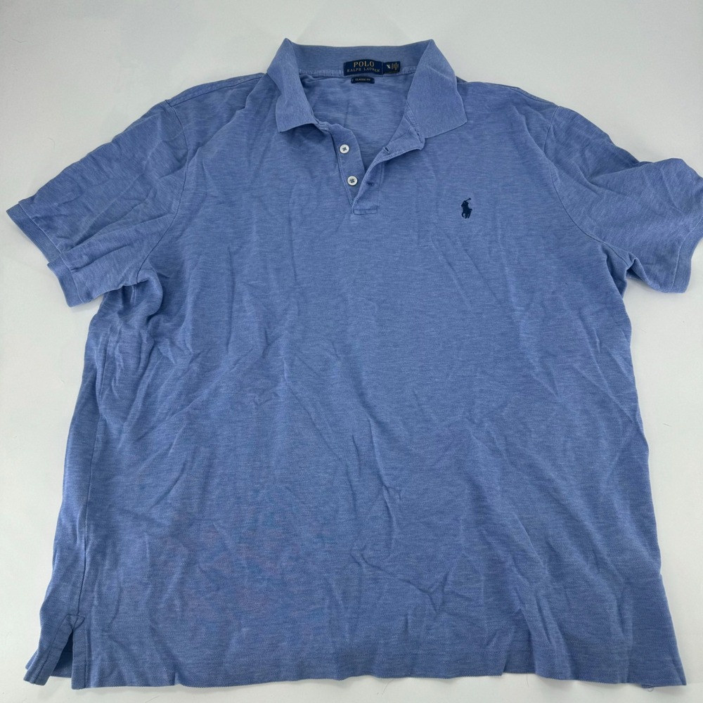 Polo Ralph Lauren Mens XL Classic Fit Short Sleeve Pique Polo Shirt Light Blue